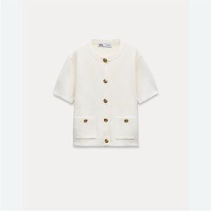 Zara short sleeve Cream Sweater Shirt